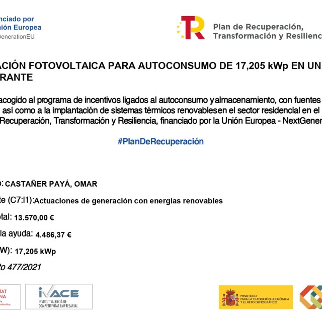 Instal·lació fotovoltaica per a autoconsum